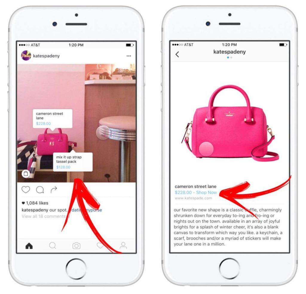 Função Compras: marcação de produtos no instagram
