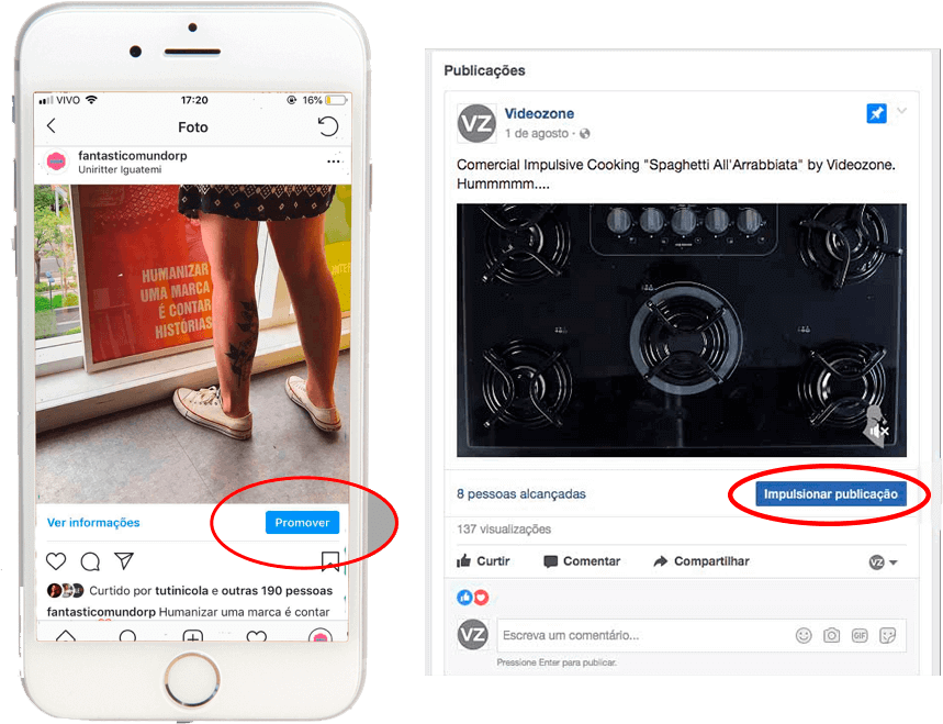 Botão Promover Instagram - Impsulsionar Facebook
